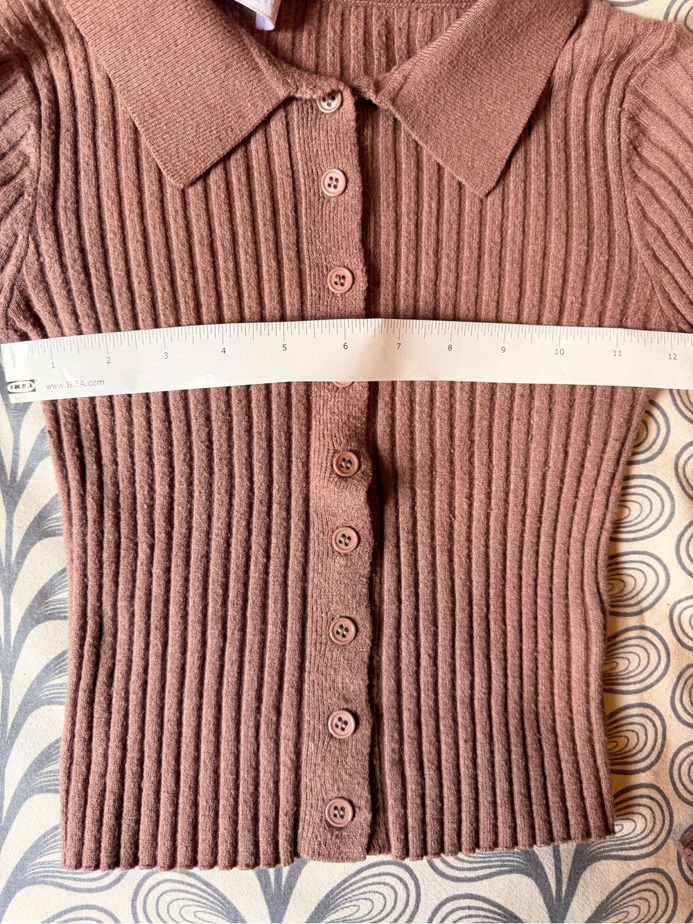 Collared Y2K Preppy Ribbed Button-Front Knit 90s Sweater - Picture 6 of 7